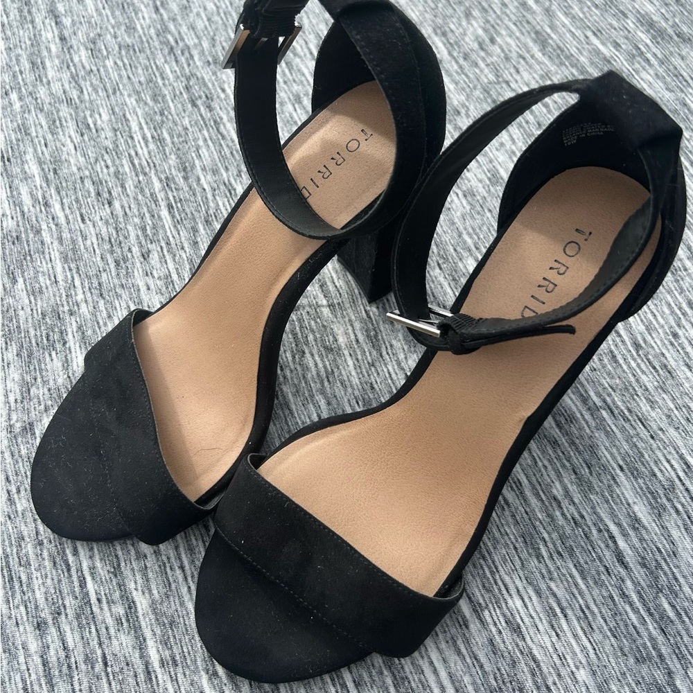 Torrid Black wedge Heels with Ankle Strap size 10W
